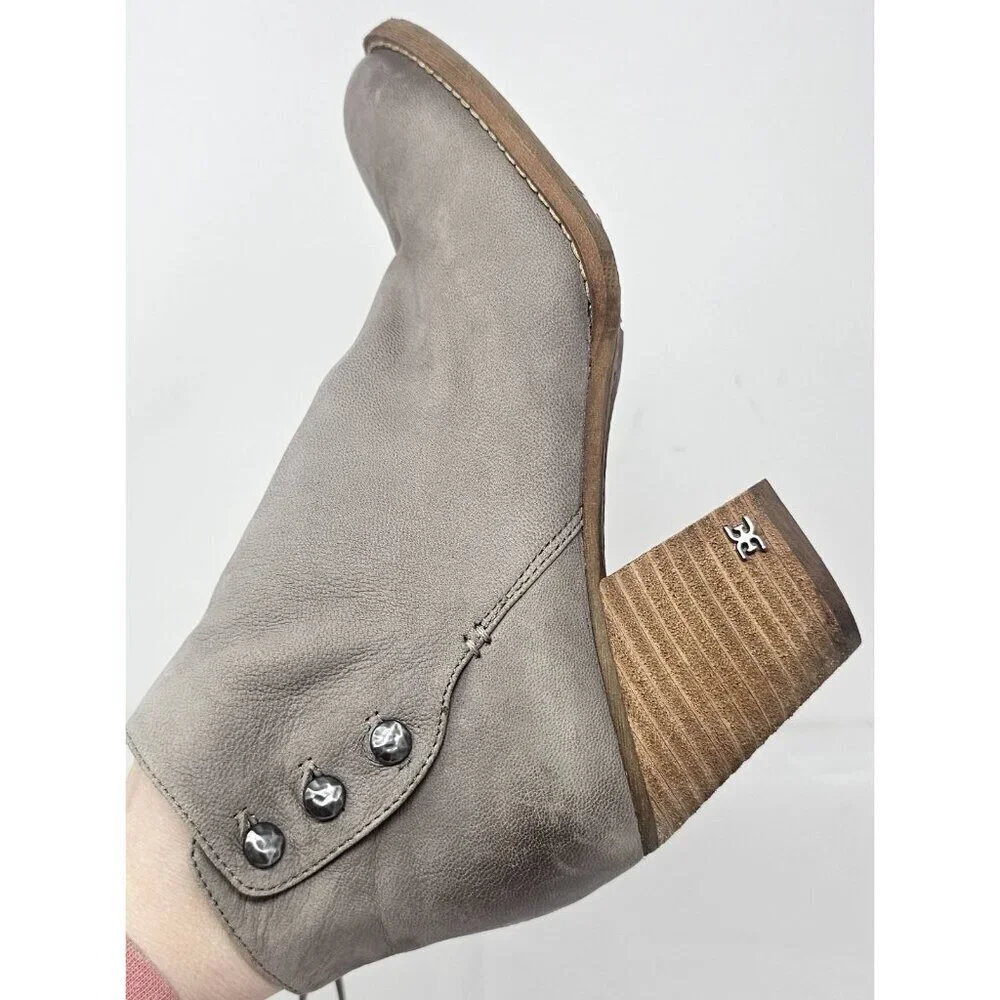 Sam Edelman Mariella Soft Leather Booties Gray Taupe Ankle Zip Up Size 7M